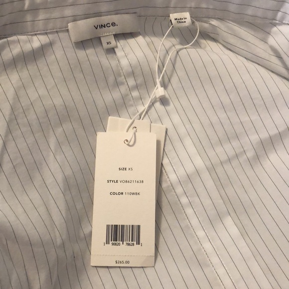 Vince thin stripe woven button down white blouse, XS - Picture 5 of 6